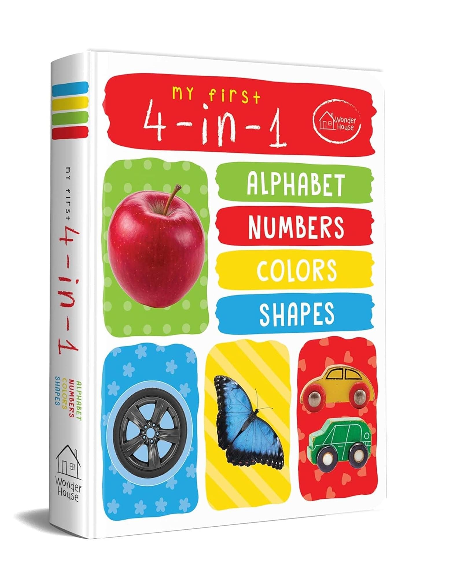 My First 4 in 1: Alphabet, Numbers, Colours, Shapes | Padded Board Book for Kids | Learn ABC, 123, Basic Colours & Shapes with Bright Pictures | Early Learning Book for Babies, Toddlers & Preschoolers | Ages 0–5 Years
