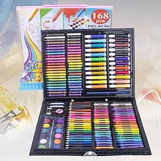 Toy Imagine 168 Pieces Art Set for Kids Drawing Painting Kit | Colour Set with Crayons Markers Oil Pastels Water Colours & Case | Stationery Kit for Kids 6–12 | Art Craft Supplies Gift for Boys & Girls(Assorted)