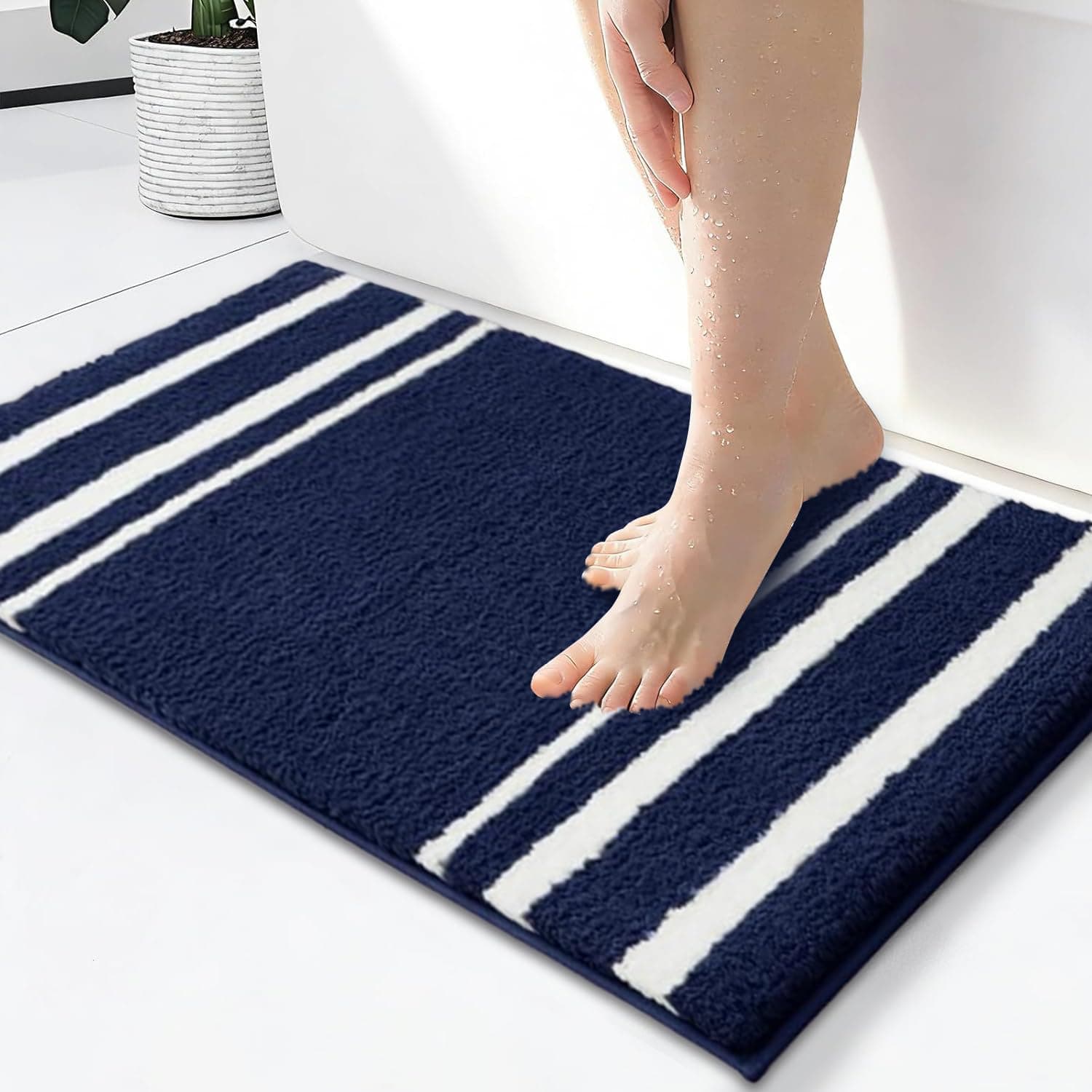 CANWAY ® 1500 GSM |Pack of 1 | 60×40 cm| Microfiber Anti-Skid Bathroom Door Mat | Ultra Soft Plush & Super Absorbent | Quick-Dry, Washable Floor Rug for Bathroom & Door |Navy-Blue