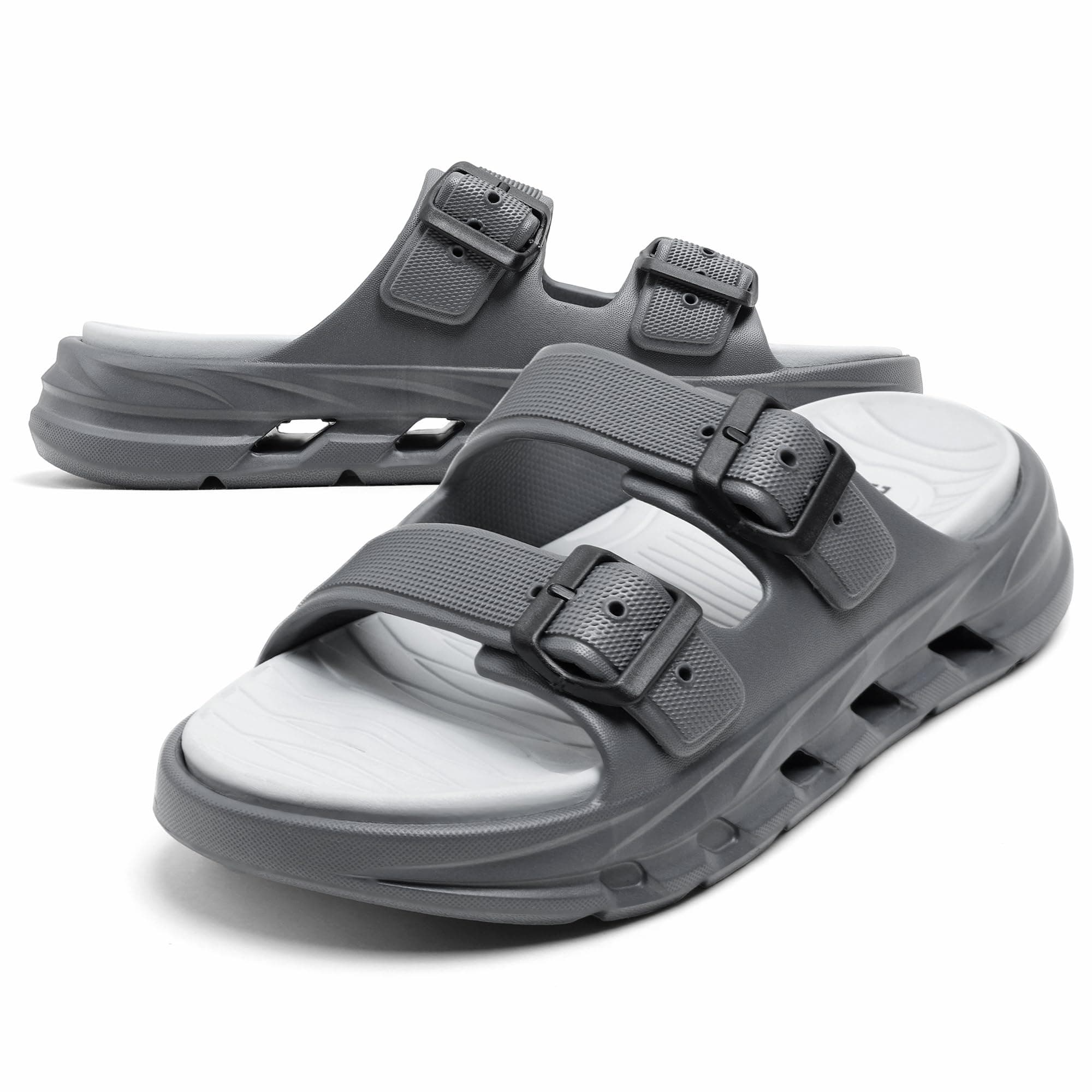 DOCTOR HEALTH SUPER SOFT Men EVA Double Strap Sandals | Adjustable Buckle Comfort Slides | Lightweight Anti-Slip Ventilated Casual Sandals for Everyday Indoor Outdoor Wear