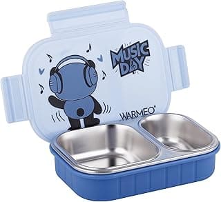 WARMEO Goofy Insulated Lunch Box with Two Compartment BPA Free, Kids Lunch Box,Food Grade Ideal for School, Picnic, Office & Outdoor - 500ml Blue, Stainless Steel