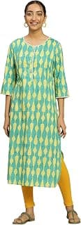 W for Woman Women's Cotton Regular Fit Geometric Regular Kurta