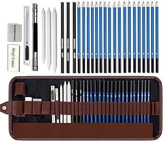 Corslet 28 Pc Drawing Pencils Sketch Pencil Set Art Supplies Set for Kids Adults Beginners Professional Sketching Kit Art Graphite Charcoal Pencil Blending Stump Drawing Kit Shading Pencils Set