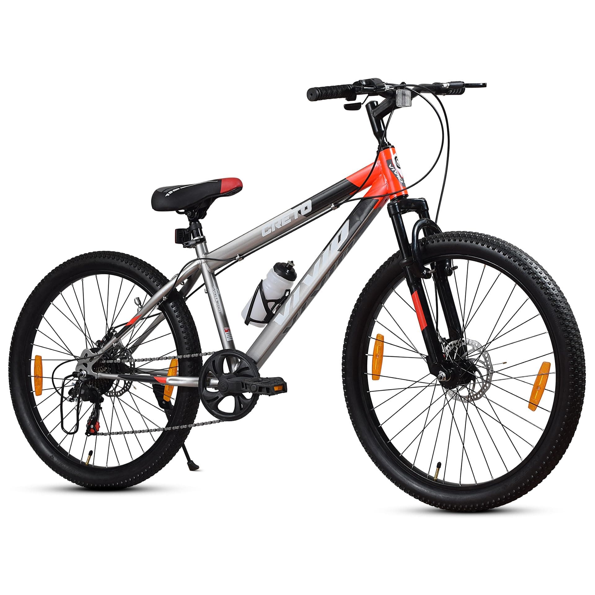 Leader Vivid Creto 24T Multispeed 7 Speed Cycle for Men with Front Suspension & Dual Disc Brakes |Gear Bicycle for Boys & Girls | Ideal for 9-13 Years (Frame: 16 Inches) Mountain Bike