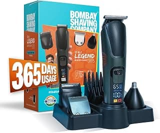 Bombay Shaving Company 12 in 1 Full Body Trimmer for Man | Runs Nonstop for 300 Mins | 5 Attachments | Beard, Body, Nose, Hair | Type C | Gift for men | Rechargeable All In One Men Trimmer | Legend 365