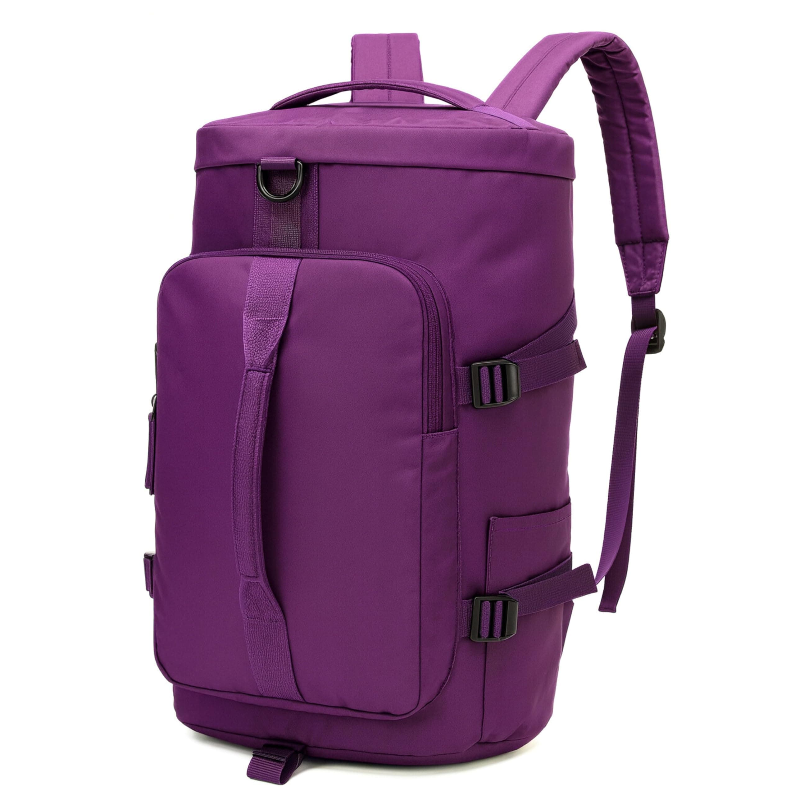 POPCUBE 2in1 Nylon 26cm Lightweight Waterproof Backpack Duffle Bag with Shoulder Straps, Small Rucksack Travel Bag for Men & Women with Wet Pocket & Shoe Compartment(45x26x26cm) (Purple)