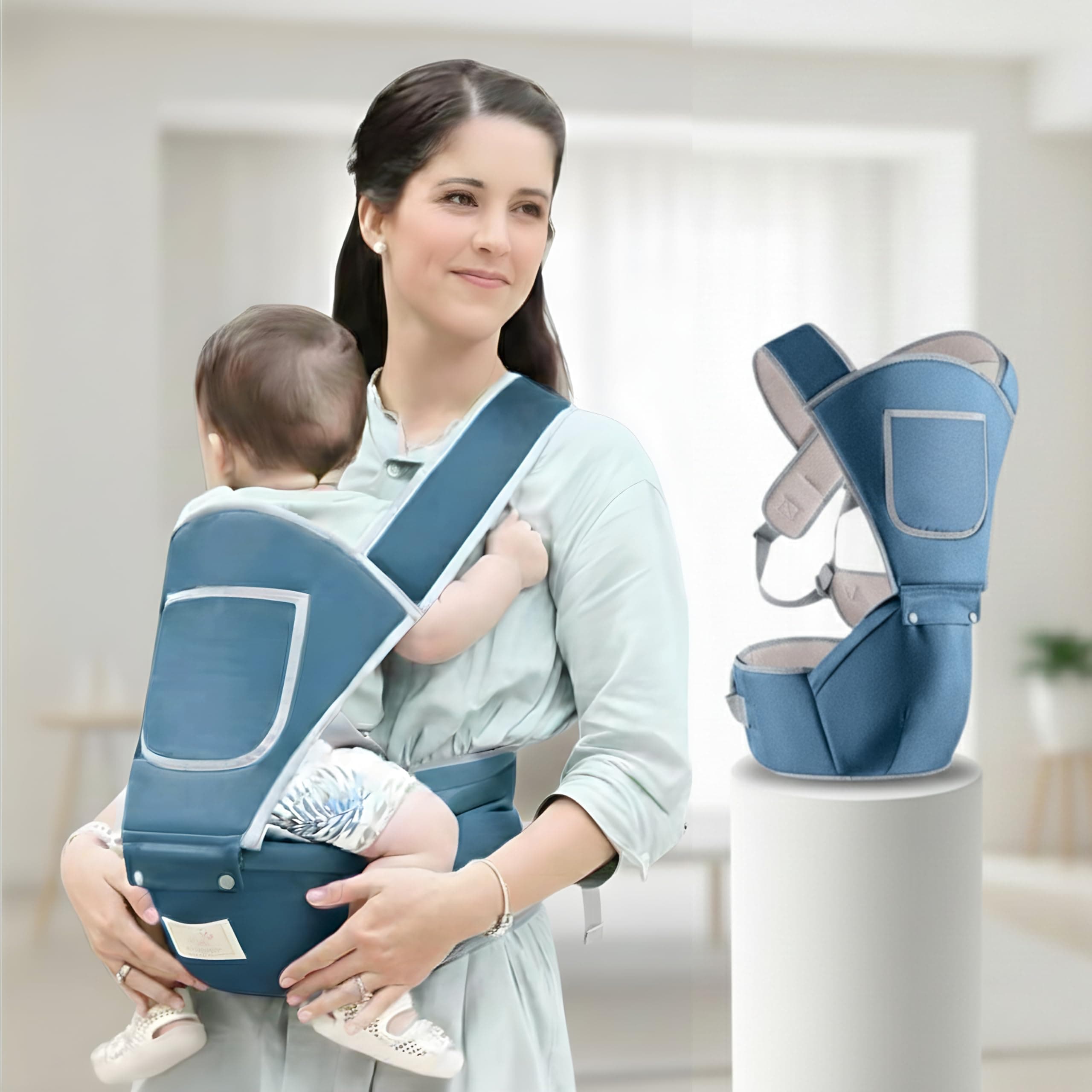 OBABY Carrier Hip Seat Adjustable/Comfortable/Lightweight/Soft/Lumbar Support Stylish Cotton with 5 Carry Positions, Travel and Daily use, New-Born to Toddler Carrier (0 to 36 Months)