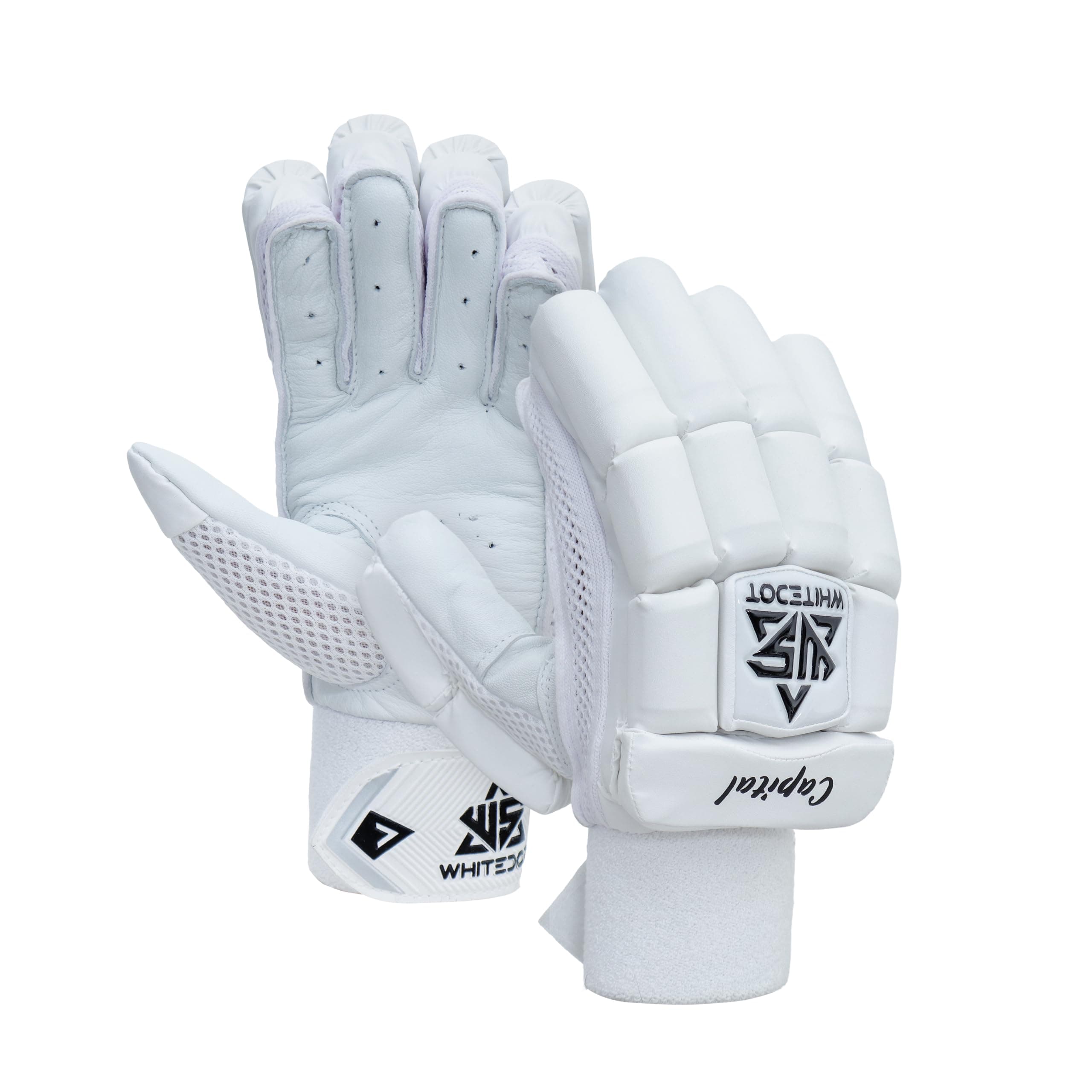 WHITEDOT Sports Capital PU Cricket Batting Gloves (White Boys/Small Right Hand)