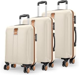 Safari Thorium Royale 8 Wheels Set of 3 Trolley Bags Hard Case Polycarbonate Luggage, TSA Lock, Wet Pouch Organized Interior, Suitcase for Travel, Trolley Bags for International Travel, Vanilla Tan