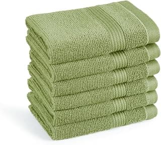 MYTRIDENT Urban Comfort 100% Cotton Towel for Face, 450 GSM Highly Absorbent Towels for Men/Women, 6 Pc Face Towel Set (30 cm X 30 cm) - Olive