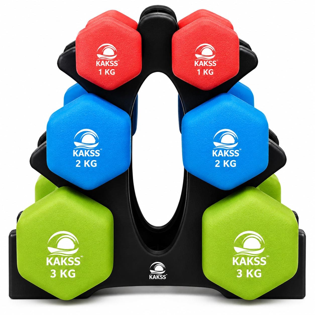 Kakss Neoprene Dumbbells sets (1kg + 2kg + 3kg Set)12kg Dumbbell With Stand New