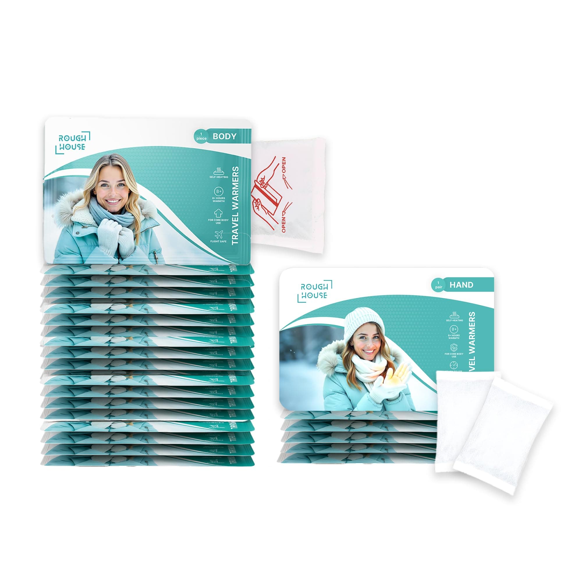 Roughhouse Summit Bundle | 20 Body + 6 pair Hand Warmers | Core + Grip Heat Pack | 8+ Hour Warmth | Powder Formula | No Goo | Safe & Natural