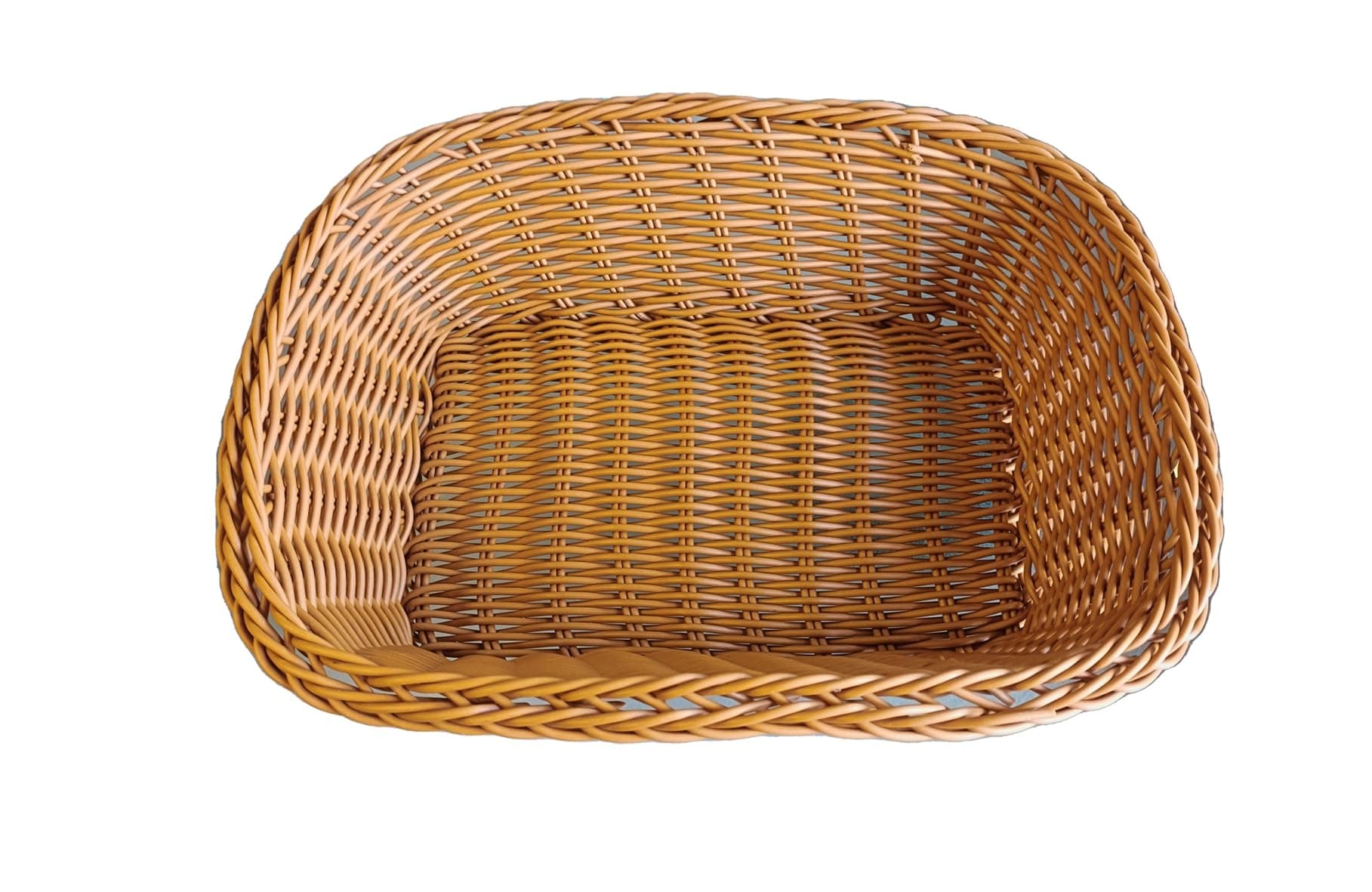 PAUL SONS Hospitality Reactangle Wicker Rectangular Basket Rattan Woven Bread Baskets Poly Wicker Fruit Baskets, Brown Small Size: 9"X 7"X 3" (Modern, 1, Count)