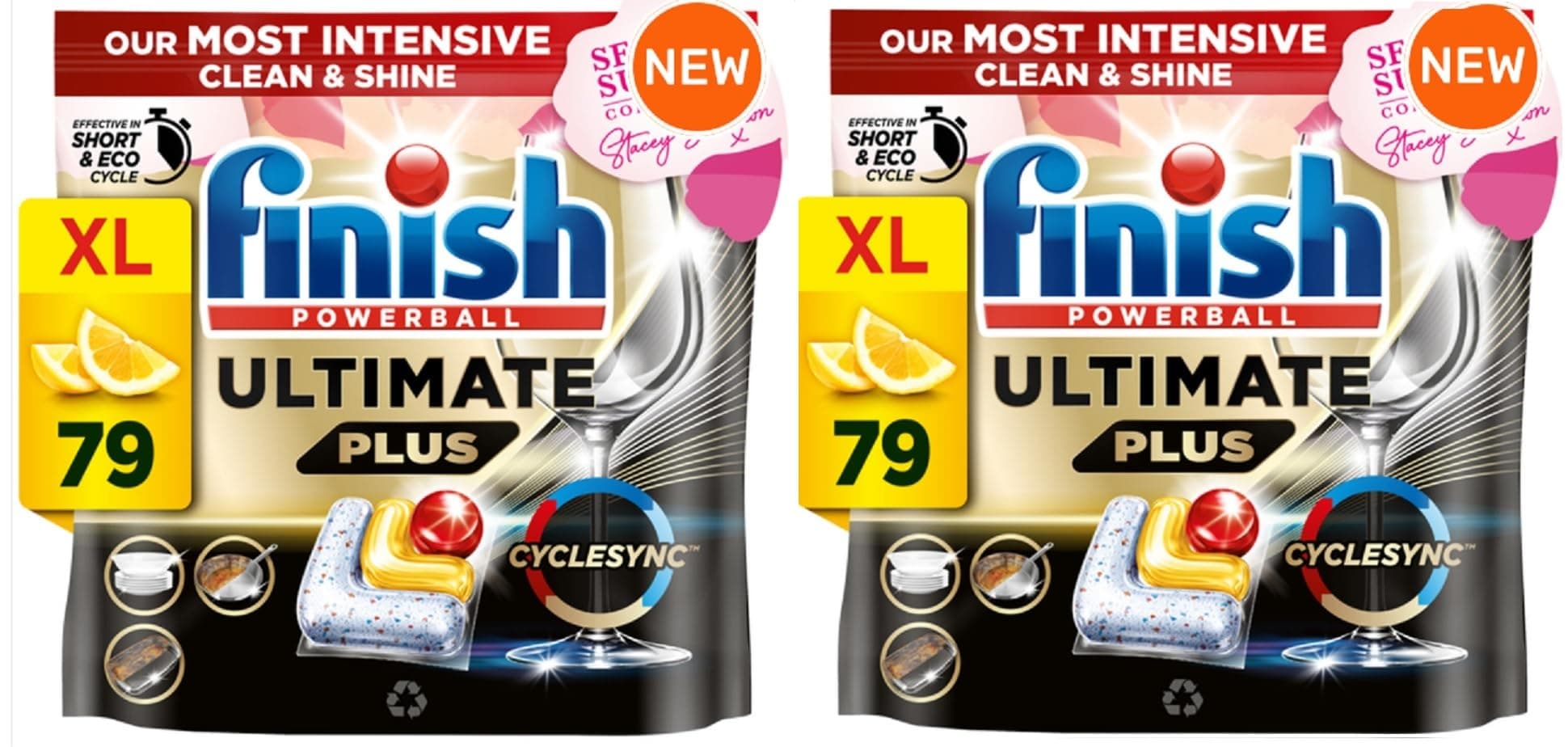 Finish Powerball Quantum Ultimate Plus Lemon Dishwasher 79 Tablets Pack Of 2