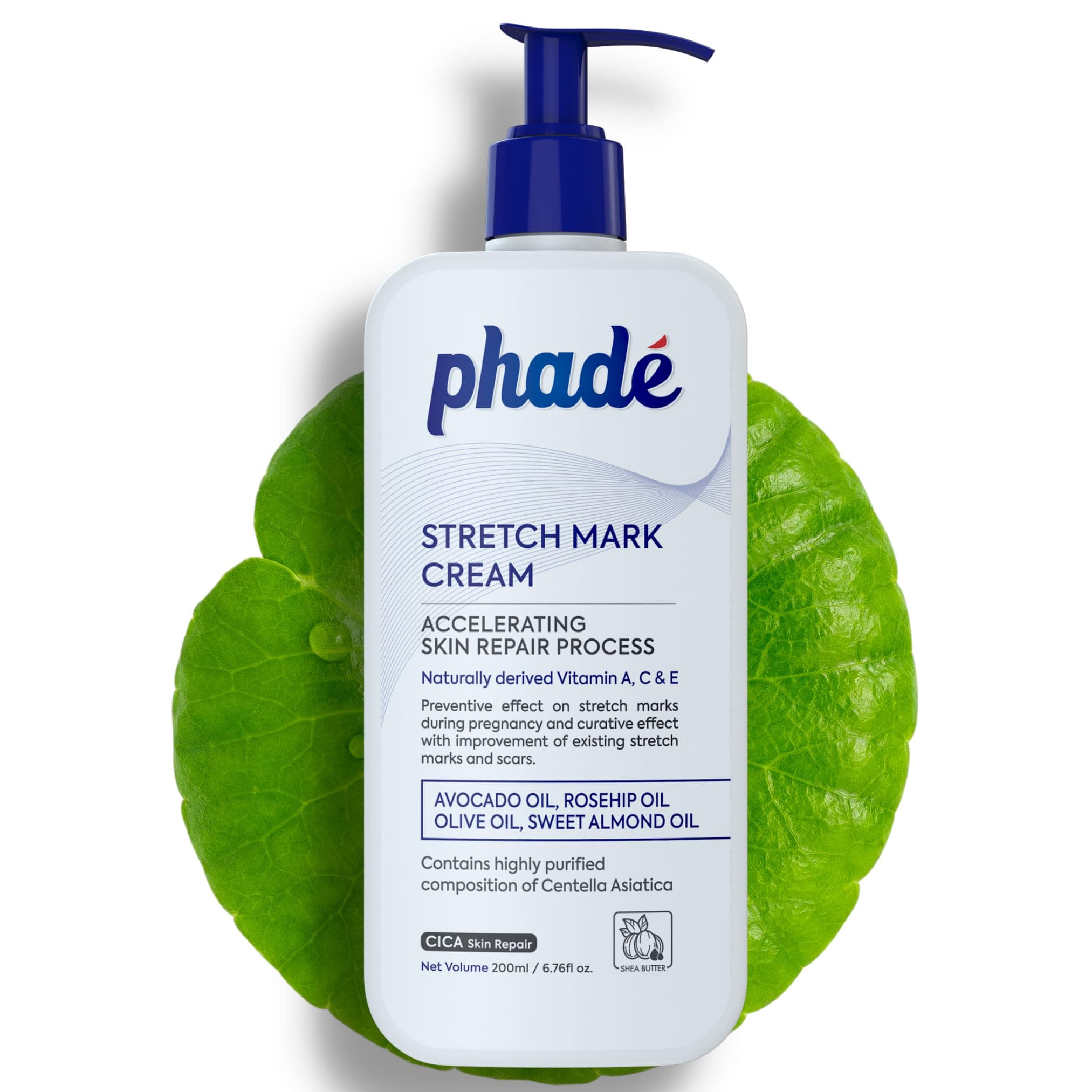 Phade® Stretch Mark Cream for Pregnancy, Stretch Marks Cream For Women & Men with CICA I Stretch Mark Removal Cream Enriched With Shea Butter| | Scar Cream 200ml
