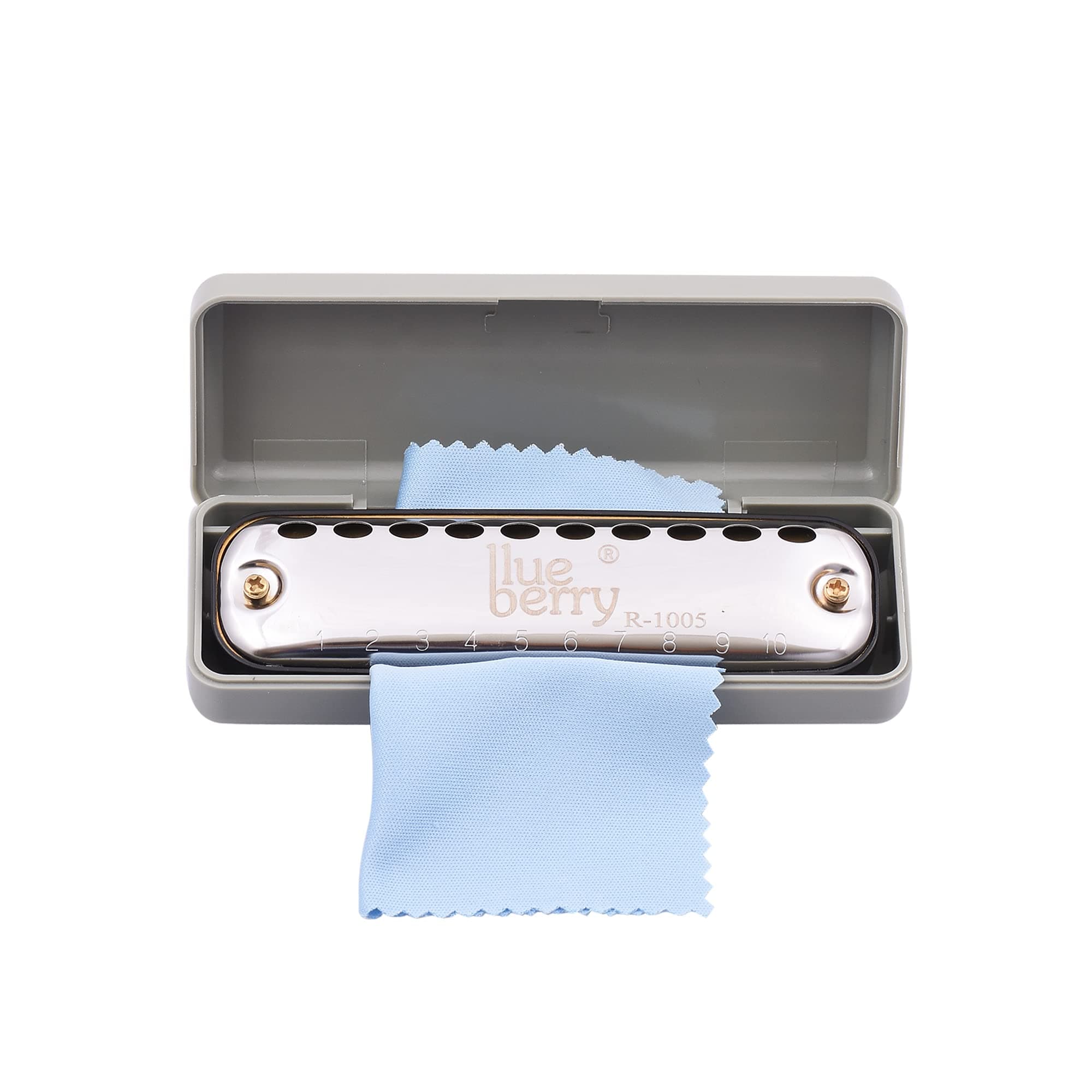 Blueberry R-1005 (10 Holes Diatonic Blues Harp Key C- R-1005, Chrome)