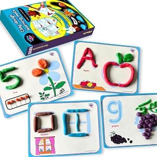 Lattooland Clay Dough Learning Mats | 36 mats | Learn Alphabets, Numbers, Shapes | Use with Clay, playdoh, Play Dough, Markers or tracing | Educational Flash Cards for Kids | 2, 3, 4, 5 Year Old