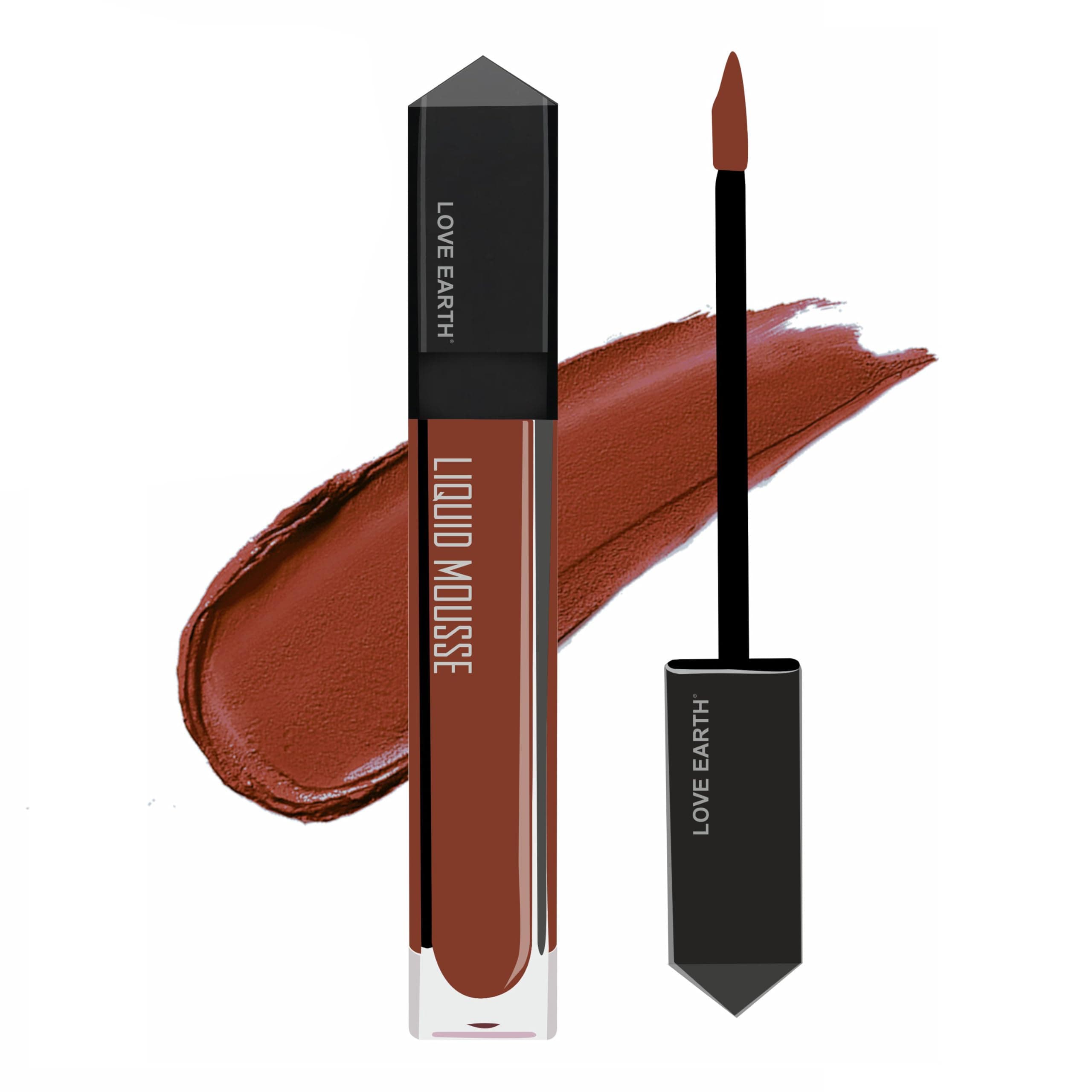 Love Earth Liquid Mousse Lipstick - Spanish Coffee Matte Finish | Lightweight, Non-Sticky, Non-Drying,Transferproof, Waterproof | Lasts Up to 12 hours with Vitamin E and Jojoba Oil - 6ml