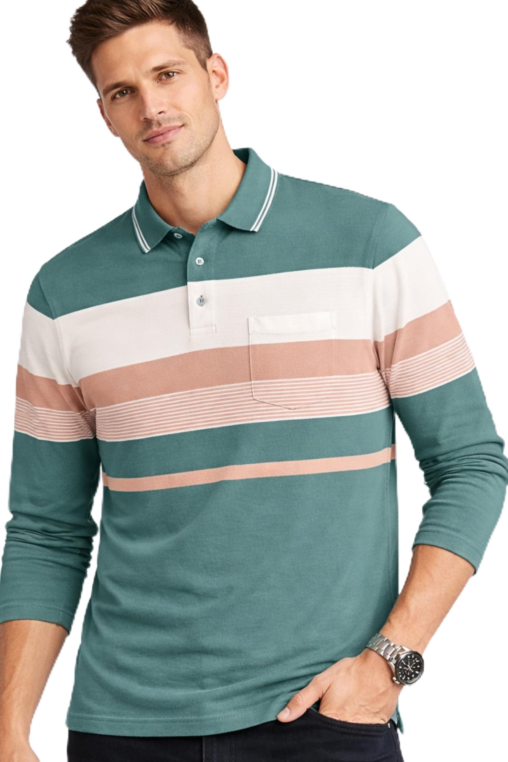 SANE ORIGINALS Full Sleeves Textured Polo Tshirt for Men with Pocket || Long Sleeves Collar and Pocket T-Shirt for Men
