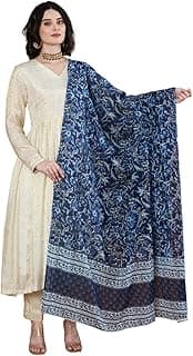 AKSHADEEP Women's Cotton Blend Floral Print Dupatta with 2.20 Meters | Women’s cotton printed dupatta with tassels