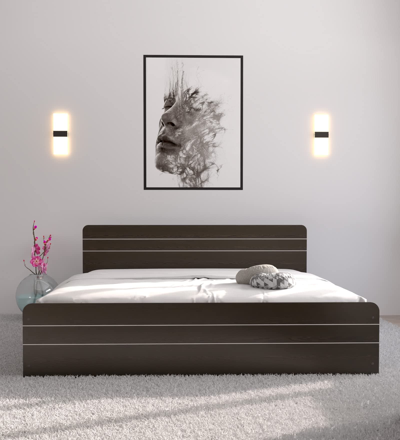 NEUDOT Valancia Queen Size Bed | Engineered Wood | Cot with Box Bed Storage | Sturdy and Durable Frame | Premium Craftmanship | 12 Months Warranty | Wenge Finish