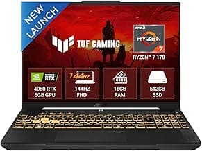 ASUS TUF A16 (2026), AMD Ryzen 7 170 Processor,RTX 4050-6GB, 16GB RAM, 512GB SSD, FHD+, 16"(40 cm), Windows 11 Home, M365 Basic(1 Year)* Office 2024, Mecha Gray, 2.2 Kg, FA607NUQ-RL047WS,Gaming Laptop