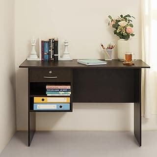 Green Soul Rhine Office Table for Home & Office, 4ft Study Table with Lockable Drawer & 2 Shelves, Sturdy Build, Computer/Writing Desk for Home, Adults & Students, Wenge, 3 Year Warranty