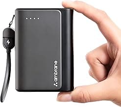 Ambrane 20000mAh 35W Fast Charging Small Pocket Size Powerbank, Hanging InBuilt Type C Cable, Type C PD & USB Output for iPhone, Android Mobiles & Other Devices (PowerMini 20, Black)