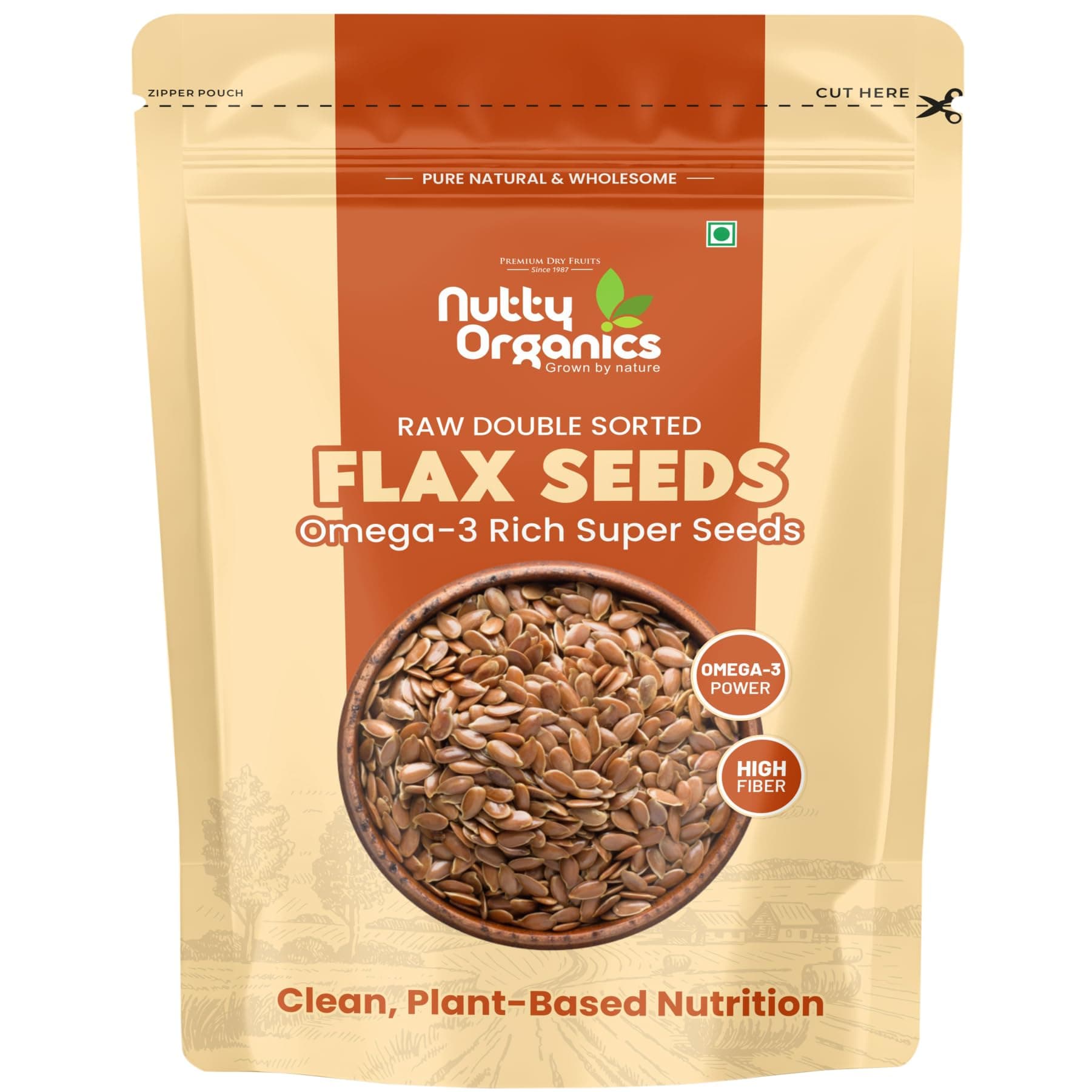NUTTY ORGANICS Flax Seeds 1KG | Natural Raw Flax seeds for Eating High Dietary Fiber Alsi Seeds Rich in Magnesium- Helps in Manage Blood Sugar Levels & Heart