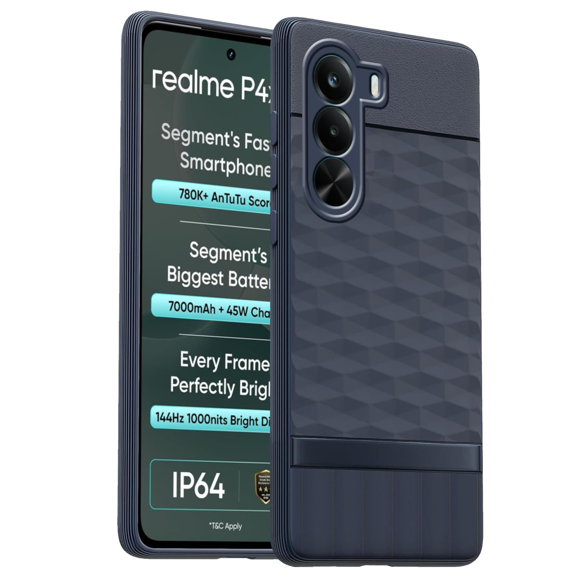 amazon basics TPU Soft Back Cover for Realme P4X 5G | Full Camera Protection | Flexible Shockproof Back Case for Realme P4X 5G (Blue)