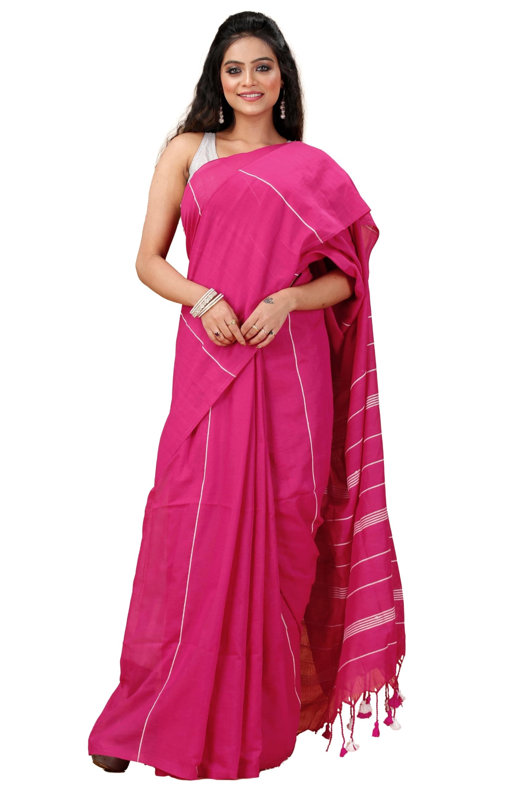 OISHANI SAREE GHOR Women's Traditional Bengal Handloom Khesh Kantha Cotton Soft Saree
