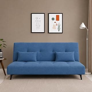 Centuary EasyFlip Sofa Cum Bed, 3-in-1 Sofa,Recliner & Double Bed,Blue Dusk