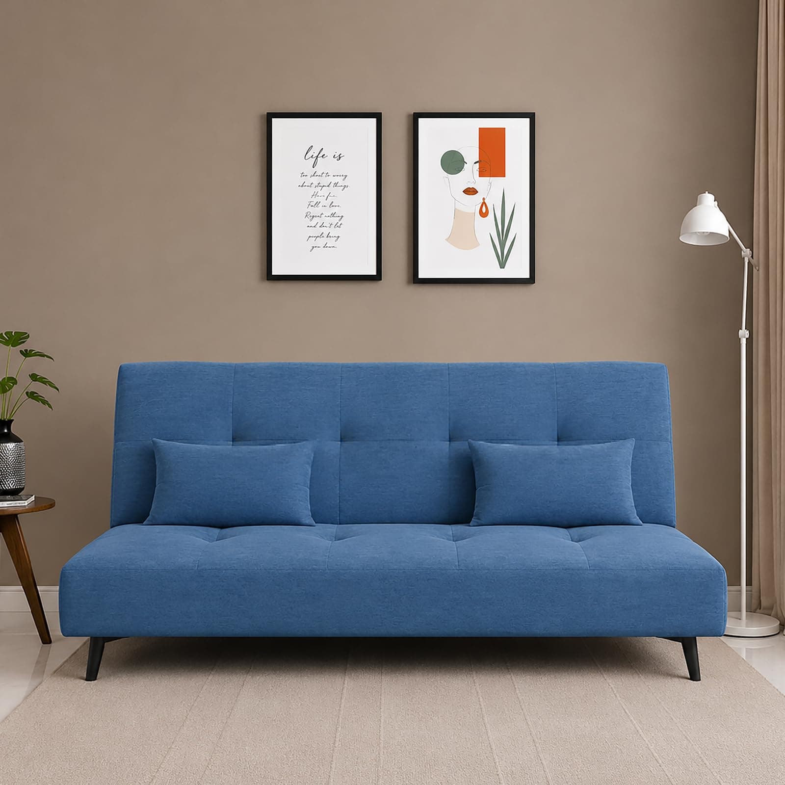 Centuary EasyFlip Sofa Cum Bed, 3-in-1 Sofa,Recliner & Double Bed,Blue Dusk