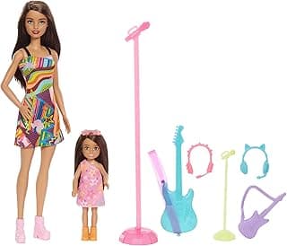 Barbie® Dolls & Accessories, Sisters Pop Star-Themed Playset, and Chelsea™ Dolls with Musical Pieces, Toy Gift for Kids​