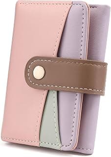 Elios Women's Wallet Color-Blocking Design Vegan Leather Trifold Small Card Holder Compact Ladies Purse with Multiple Card Slots RFID Blocking | Snap Closure | Mini Purse for Women (Pink)