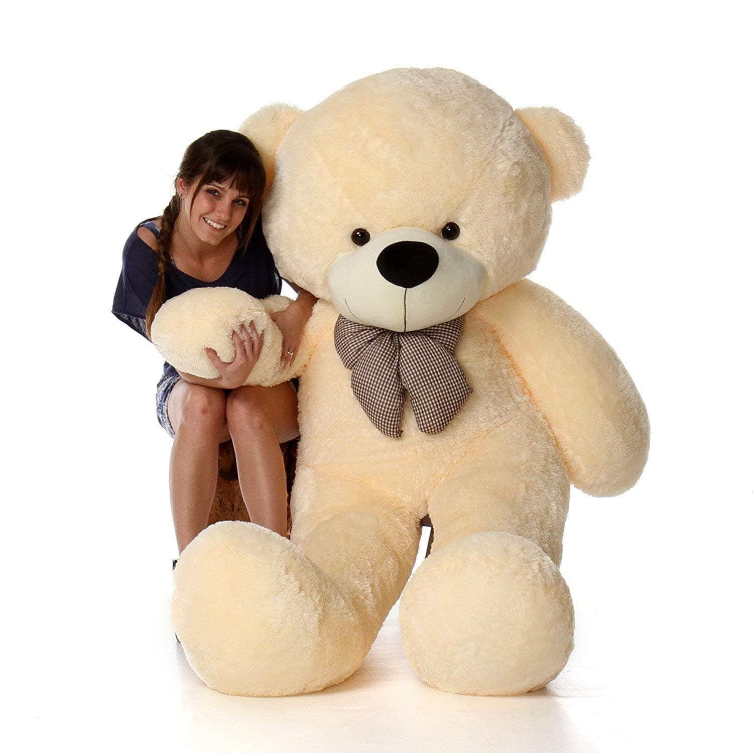 LOVEY DOVEY Soft Toys Long Soft Lovable Huggable Cute Giant Life Size Teddy Bear easly Washable 100% Child Safe Best Gift for Birthday Gift Valentine Gift for Girlfriend 6 FEET Cream