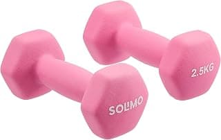 Amazon Brand - Solimo Neoprene Dumbbell 2.5kg, Set of 2 (Hot Pink)