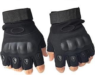 ketmart Nylon Tactical Half Finger Gloves for Sports, Hard Knuckle,Hiking,Cyclling,Travelling,Camping,Outdoor,Boxing, Motorcycle Riding, Arm Shooting Gym Gloves-Black