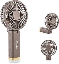 Gesto Portable Fan Rechargeable with LED Light – Foldable Mini Fan, Small Fan,USB Charging Hand Fan with 1200mAh Battery & 3 Speed Modes | Travel, Makeup, Kitchen,Women’s Personal Pankhaa - Grey