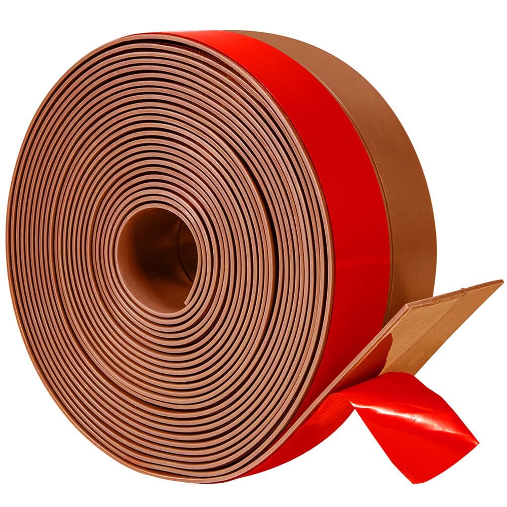 TORRAMI Silicone Door Sweep Draft Stopper 2 inch Width 20 Feet Length,Seal Insulation for Door Under Bottom, Gap, Side, Glass Shower Door, Sliding Door,Brown