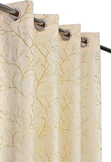 Homefab India Velvet Curtains Room Darkening - Window 5 feet, Pack of 2 Panels, Cream
