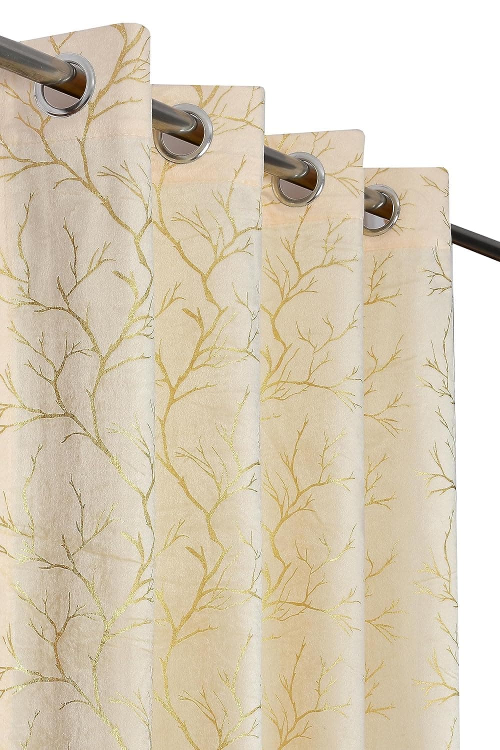 Homefab India Velvet Curtain Room Darkening - Long Door 9 feet, Pack of 1 Panel, Cream