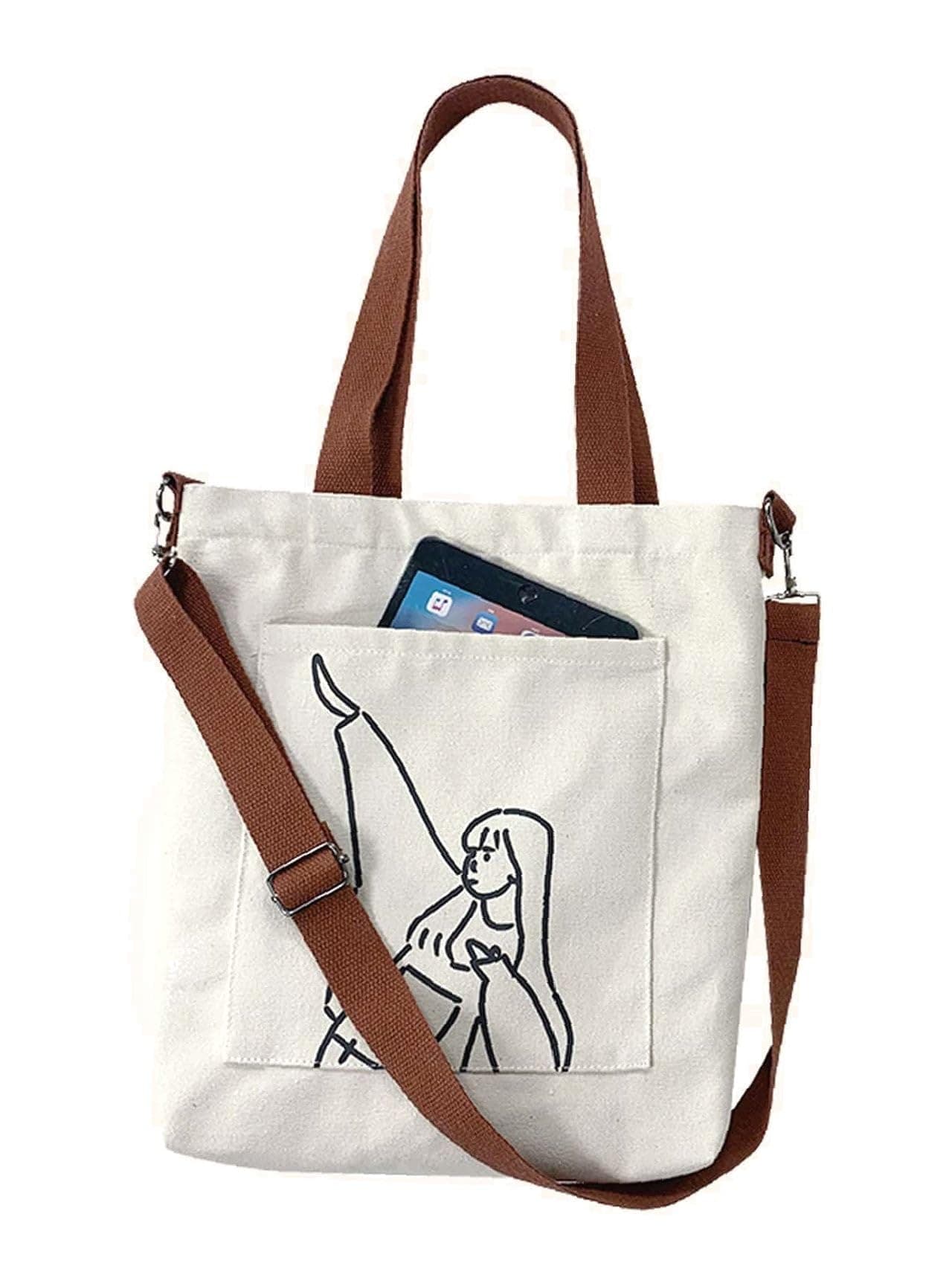 Aurbuy Cotton Tote Bags for Women, College Bag for girls With Inner & Outer Pockets, Utility Tote bags for Shopping, Travel & Daily use