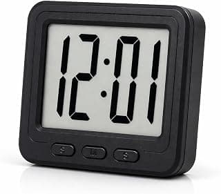 Mini Digital LCD Clock | 6cm Small Desk Table for Bedroom, Office & Study | Magnetic Back for Wall/Fridge | 12 Hour Time Format | Battery Operated