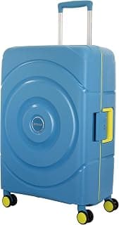 American Tourister Medium Polypropylene Circurity+ 68 Cm 8 Wheel with 3 Point TSA Lock Hard Trolley Bag for Travel|Small Suitcase Double Wheels & Flexi Packing Straps for Men & Women-Larkspur,Blue