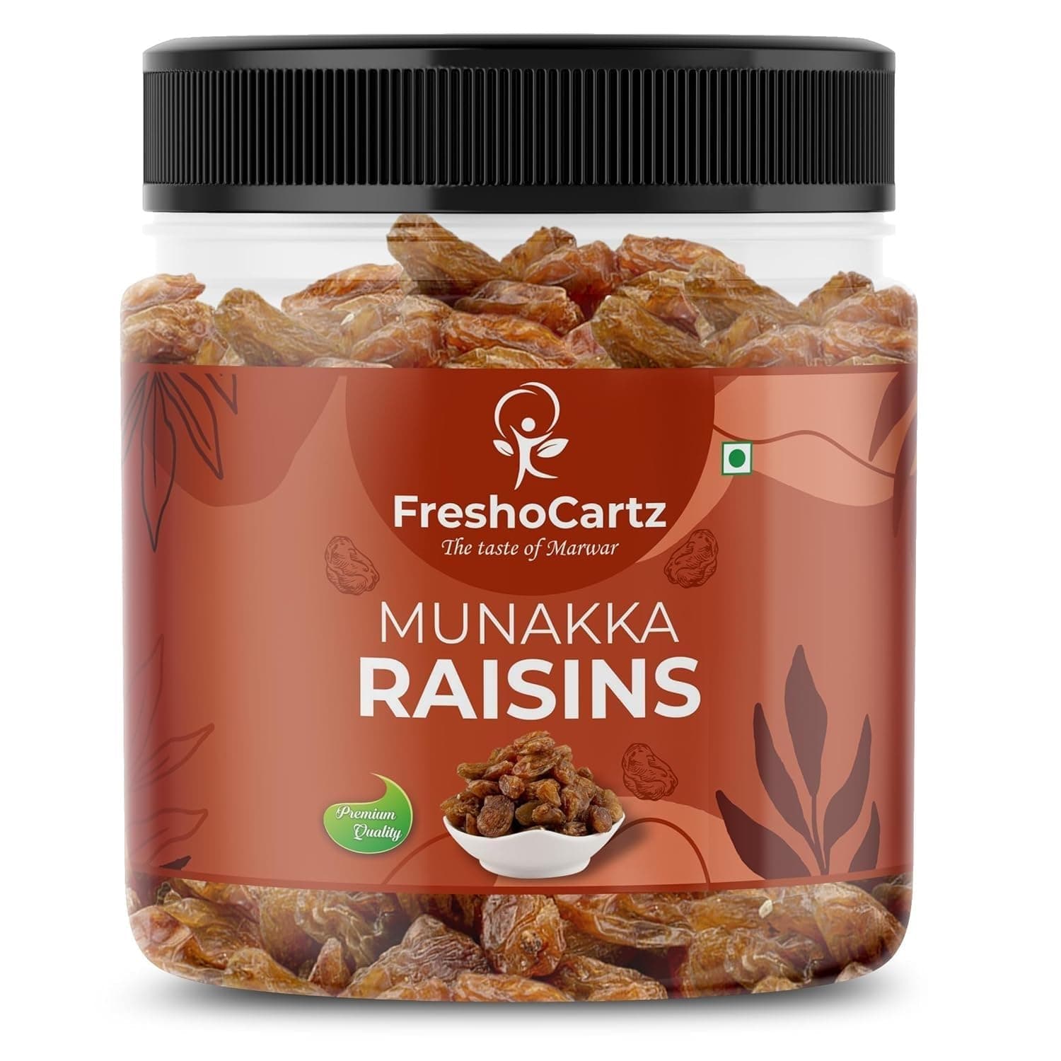 FreshoCartz King Size Munakka Raisins with Seeds 500g – Sun Dried Big Munakka Dakh Jar Pack | Healthy Dry Fruit For Gifting