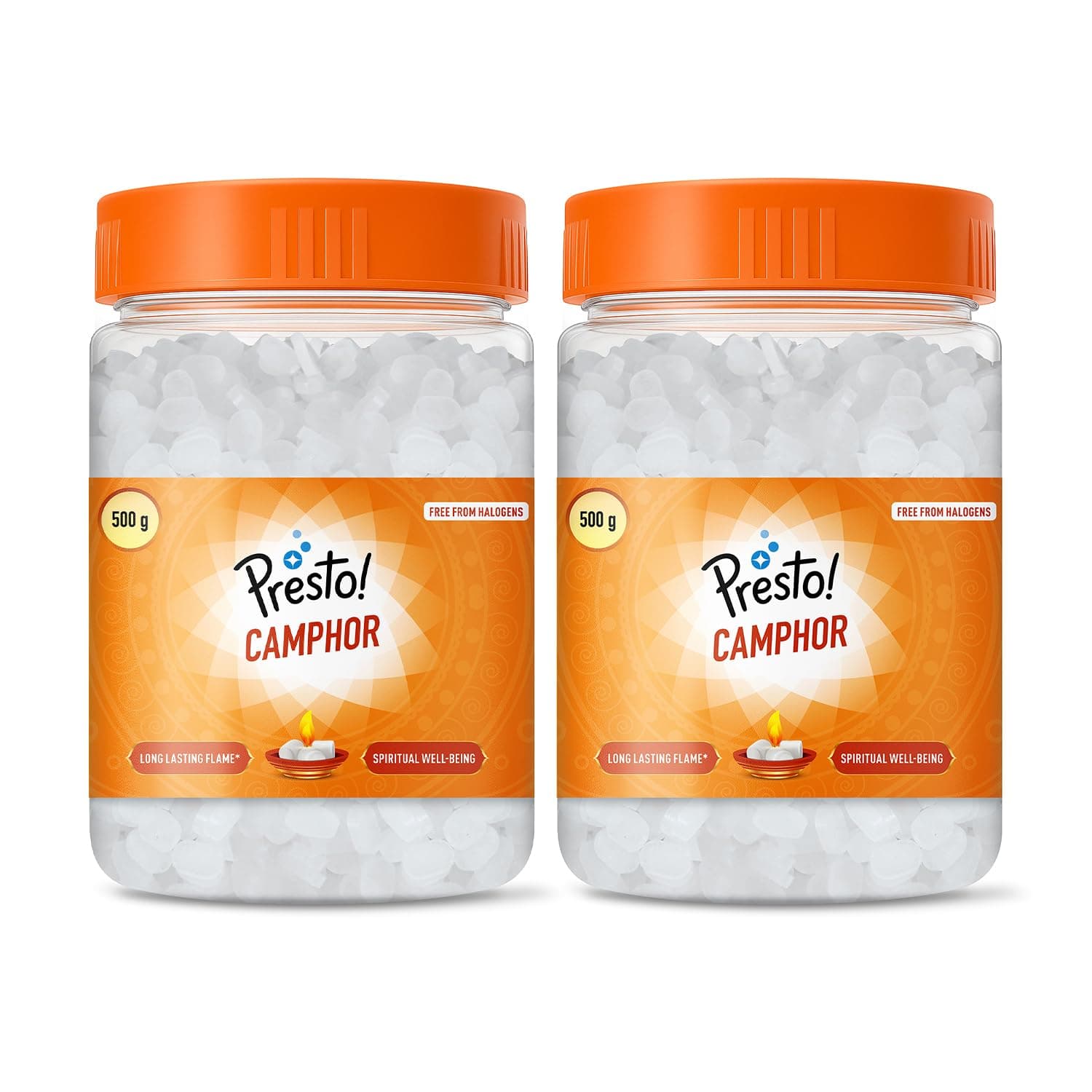 Amazon Brand - Presto! Camphor Tablet | Small |500g Jar X Pack of 2 | For Puja