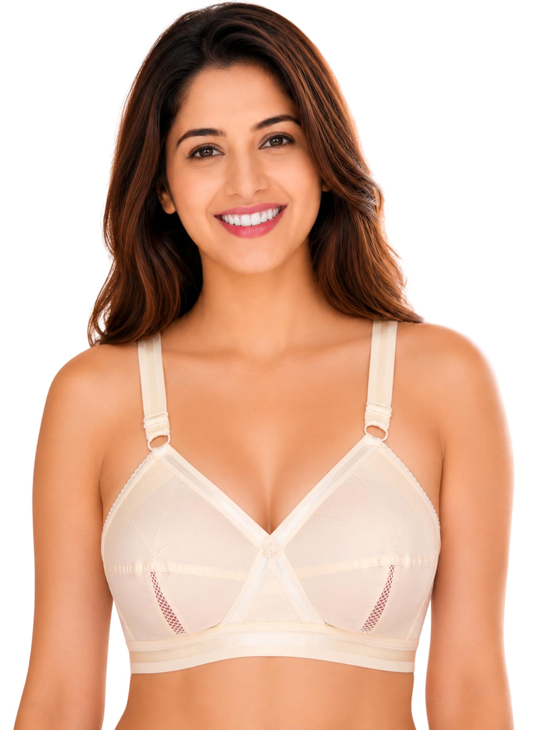 SONA Women's Perfecto Full Coverage Non-Padded Plus Size Cross Belt Cotton Bra
