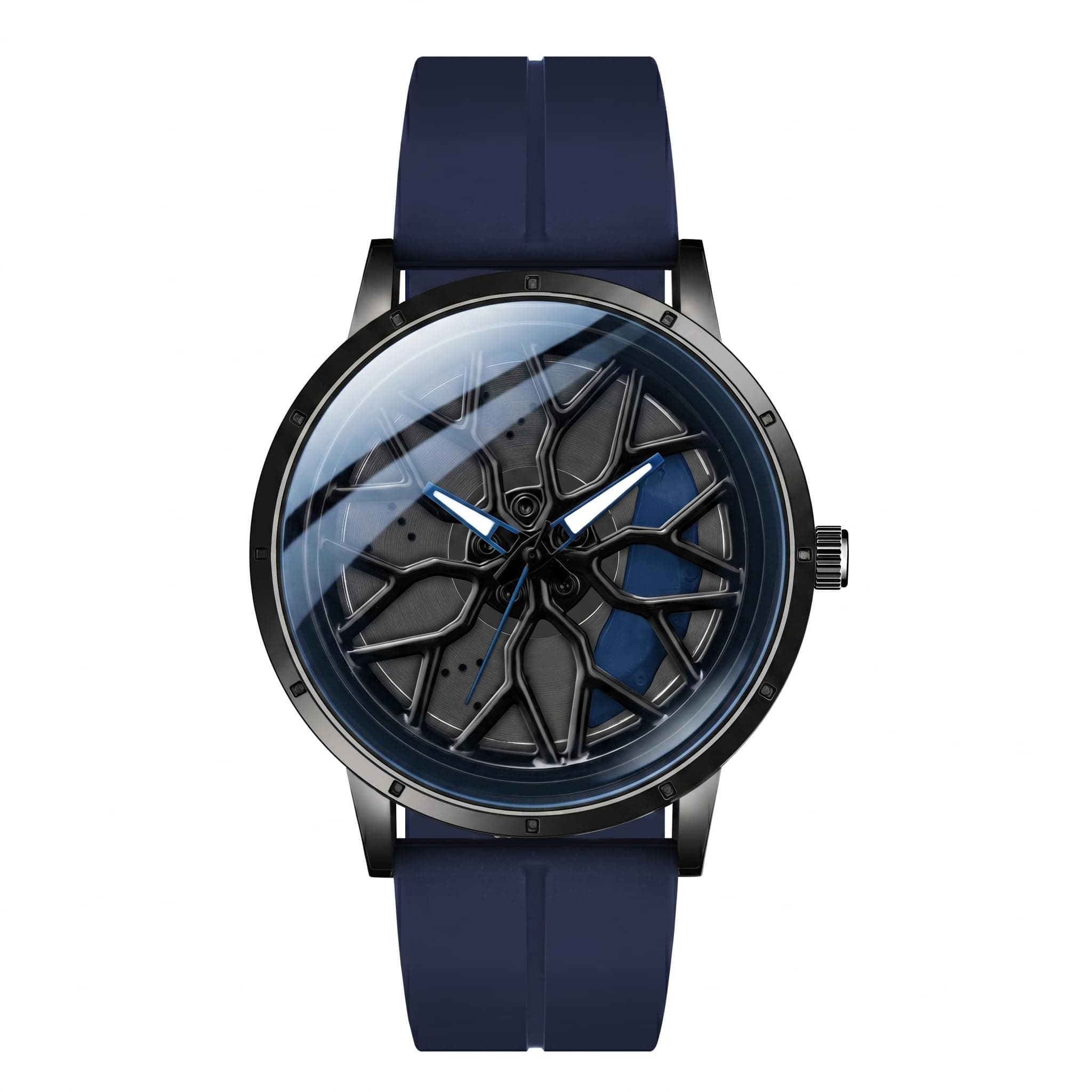 Shocknshop Velocity Rim Rotating Hollow Wheel Creative Fashion Analog Silicone Magnetic Strap Wrist Watch for Men Boys -W368