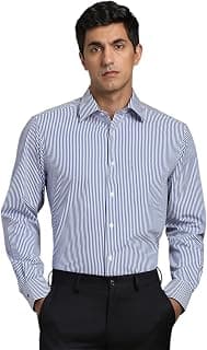 Louis Philippe Men's Cotton Striped Classic Fit Shirt